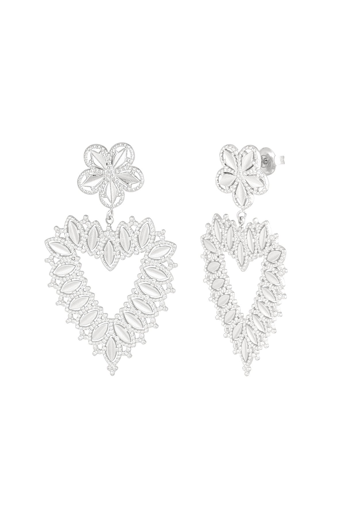 Flower hearts oorbellen