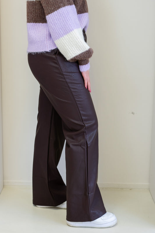 Brown PU Leather pantalon