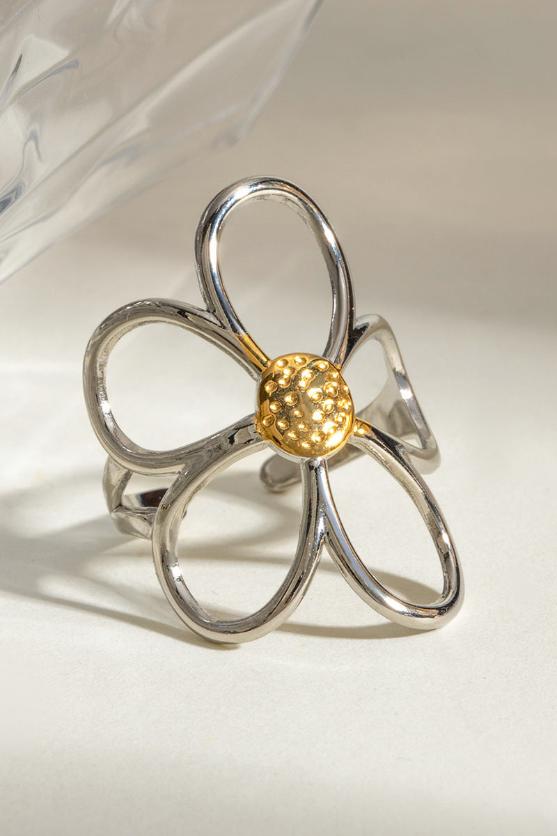 Silver flower ring