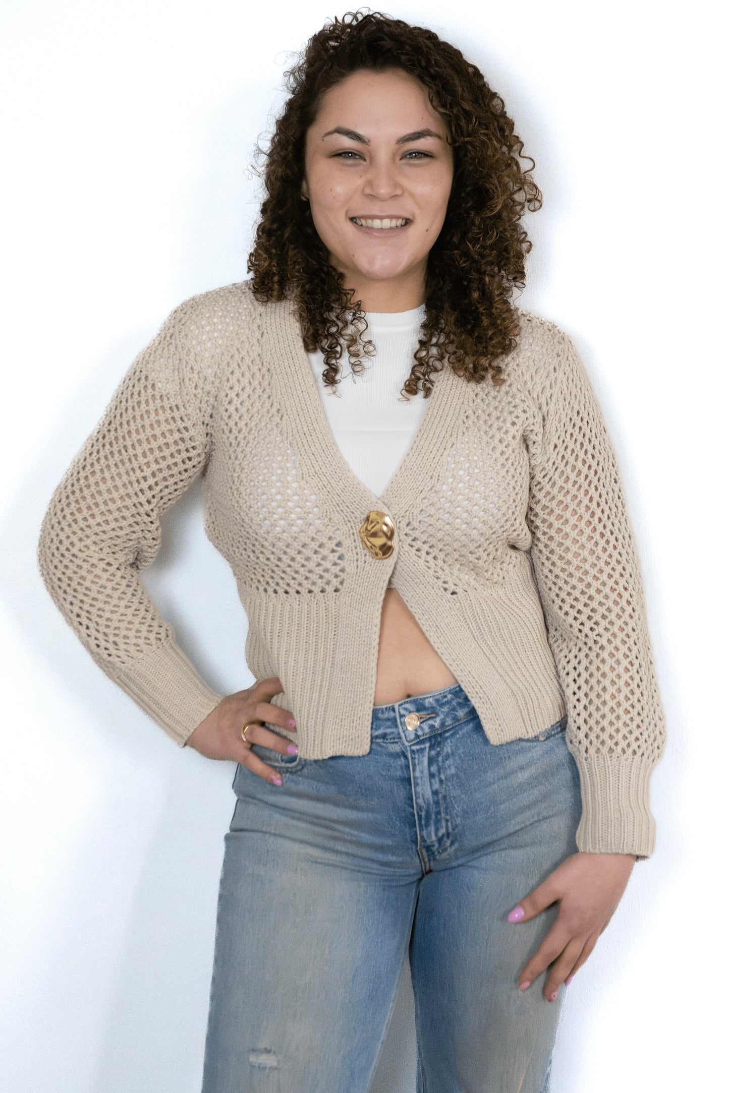 Beige knit vest