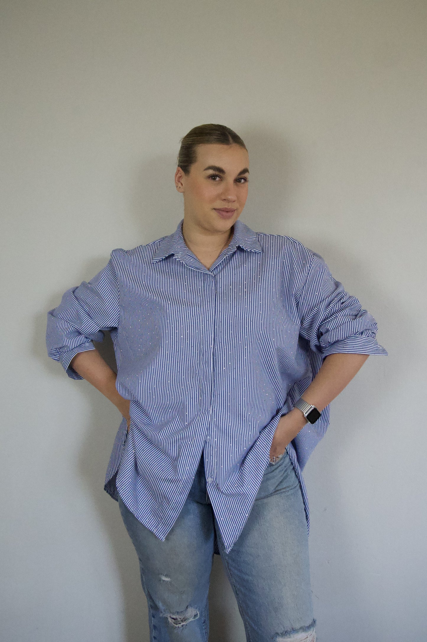 Navy stripe blouse
