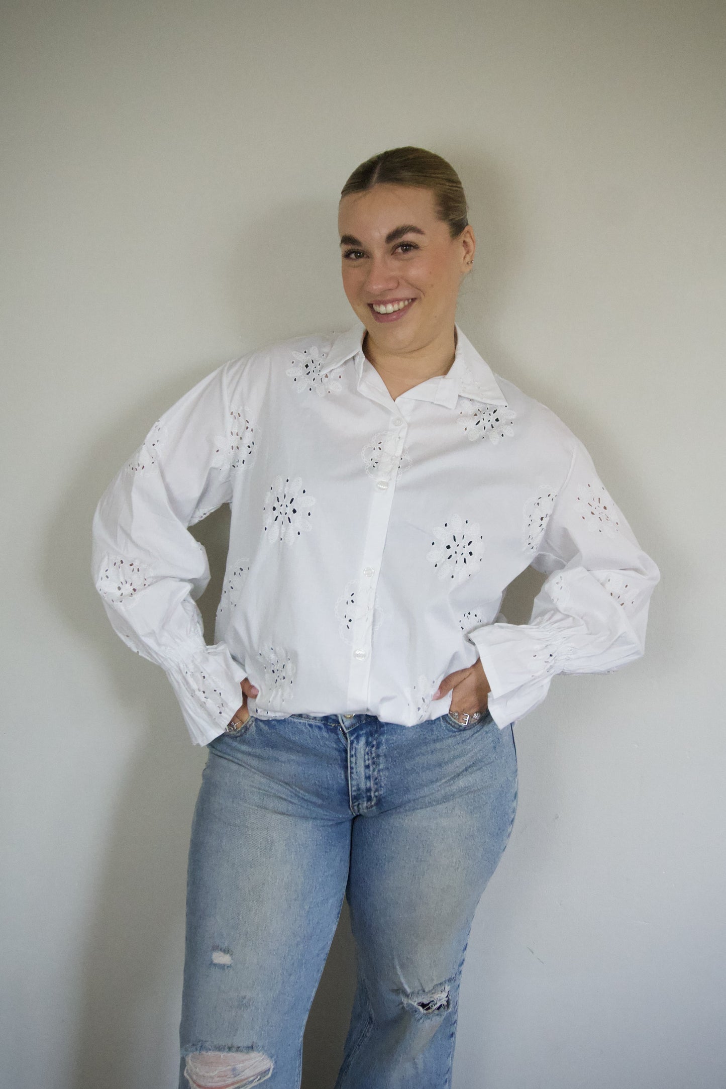 Flower Blouse White
