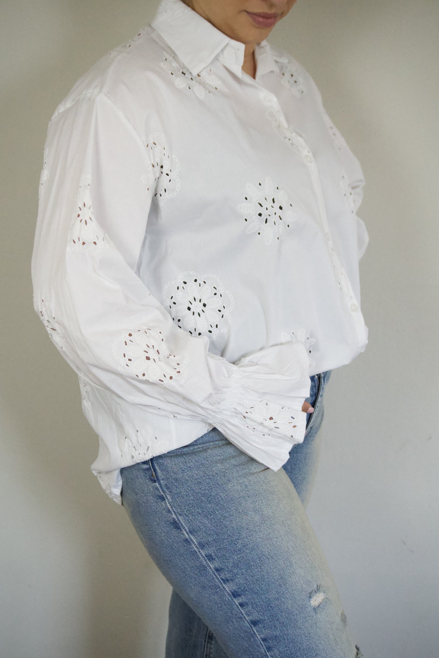 Flower Blouse White