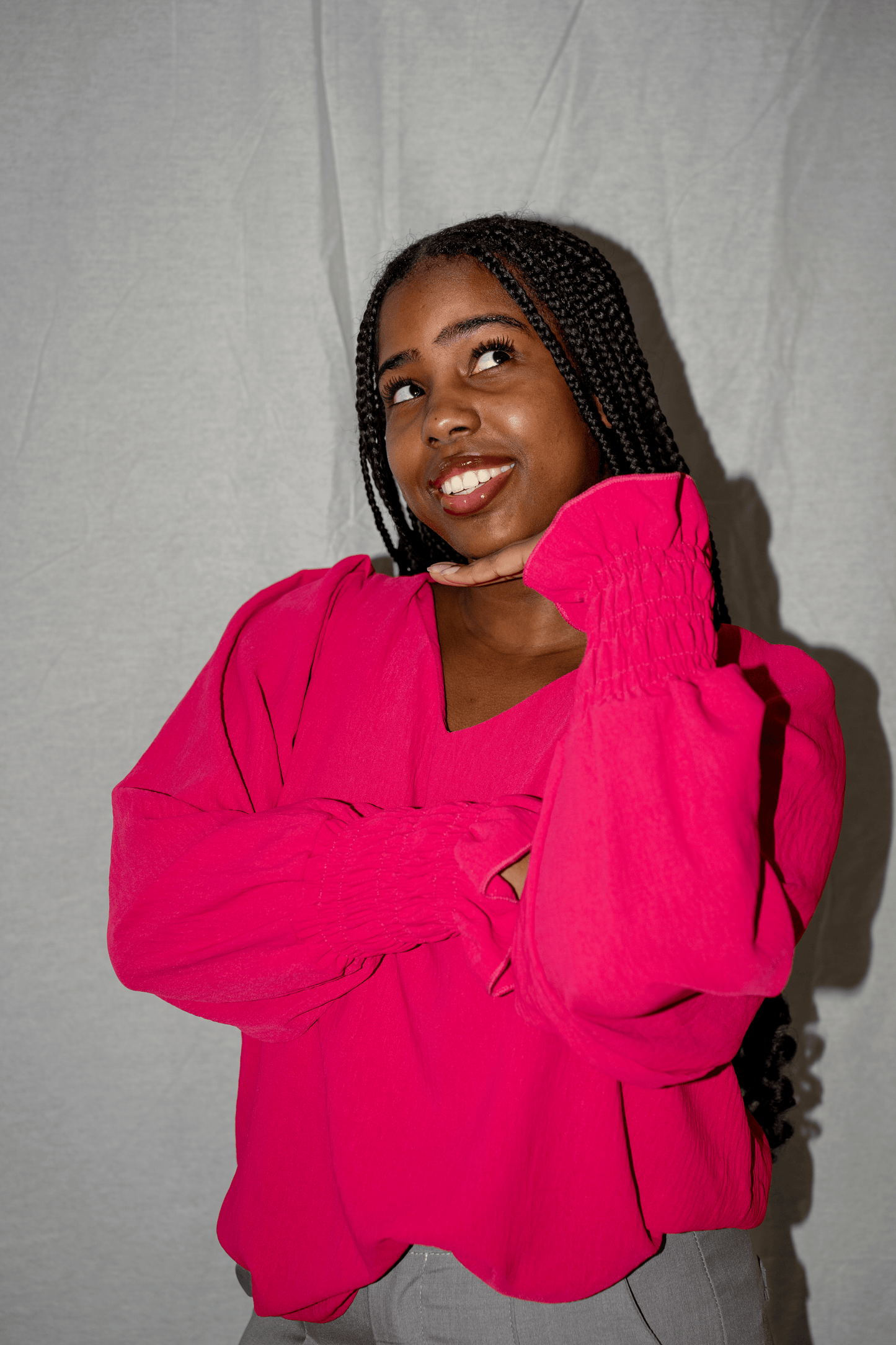 Fuchsia Puffer Blouse