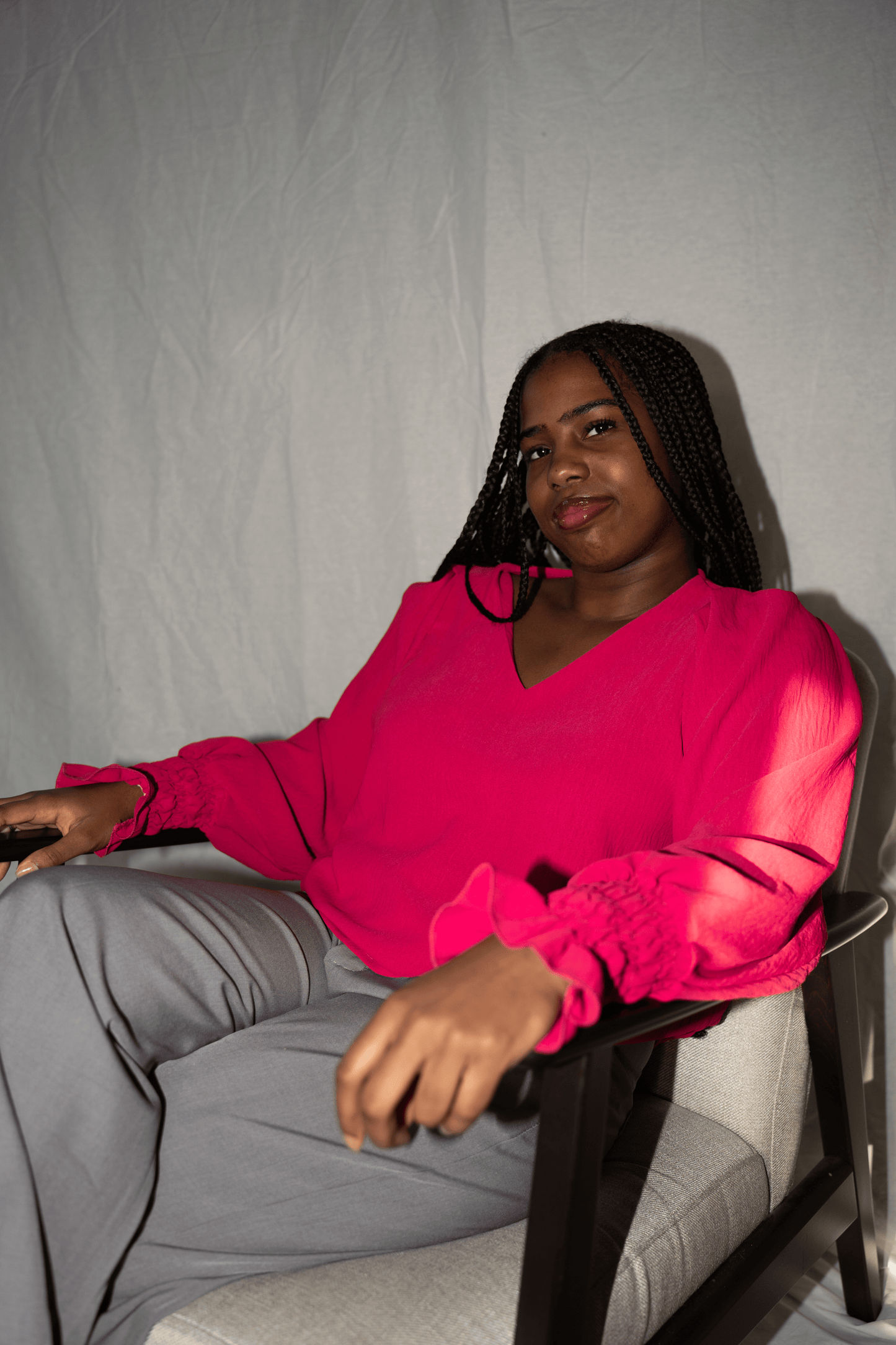Fuchsia Puffer Blouse