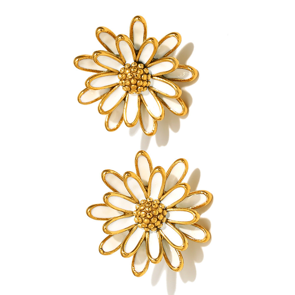 Goud flower oorbel