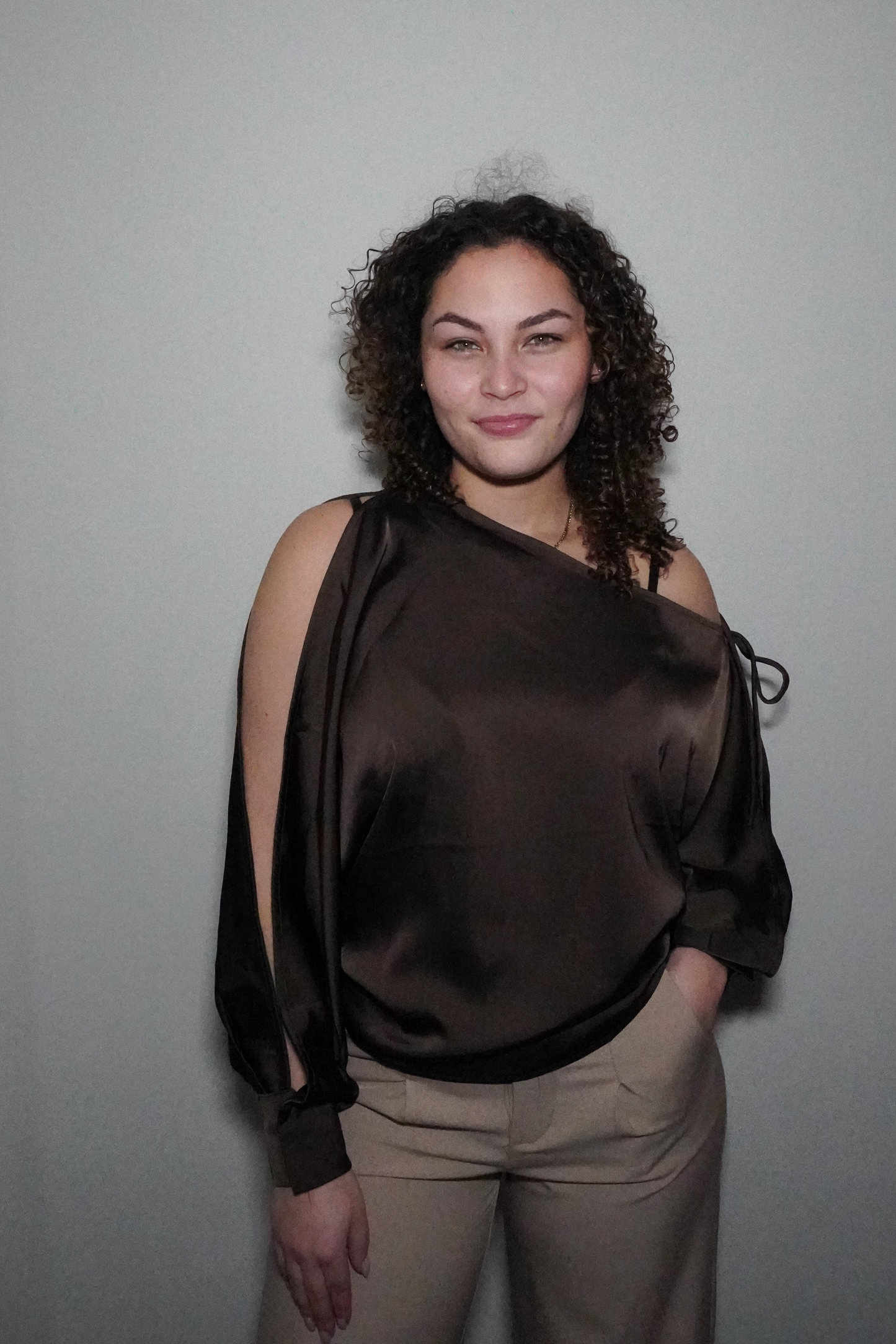Brown cut out blouse