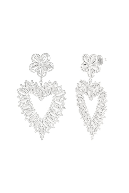 Flower hearts oorbellen