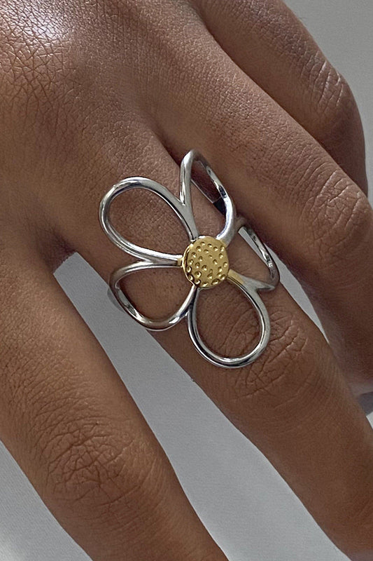 Silver flower ring