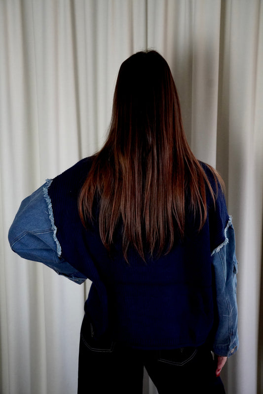 Navy denim sweater