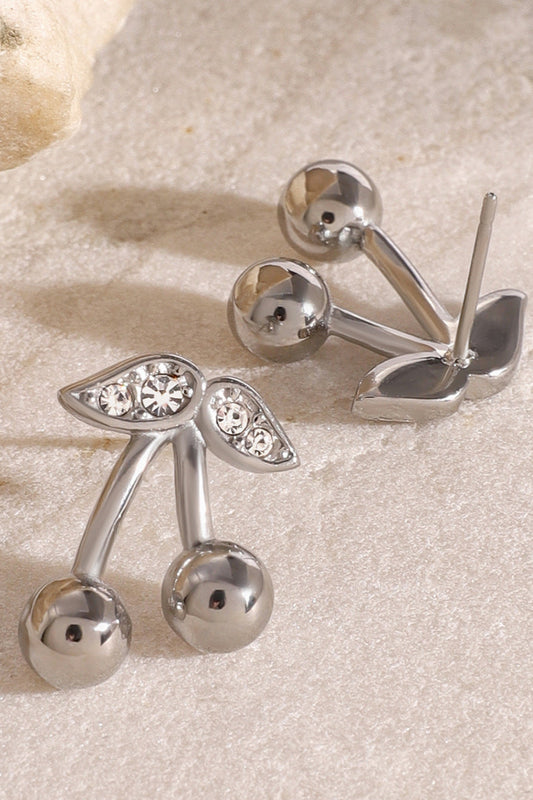 Silver cherry oorbel