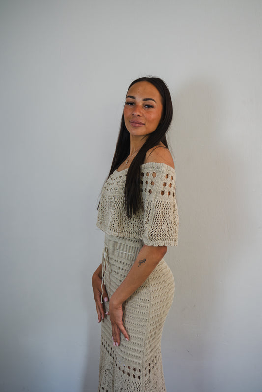 Chrochet beige dress
