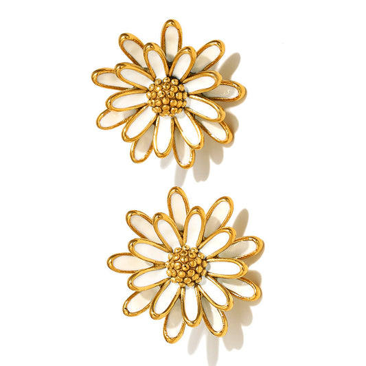 Goud flower oorbel