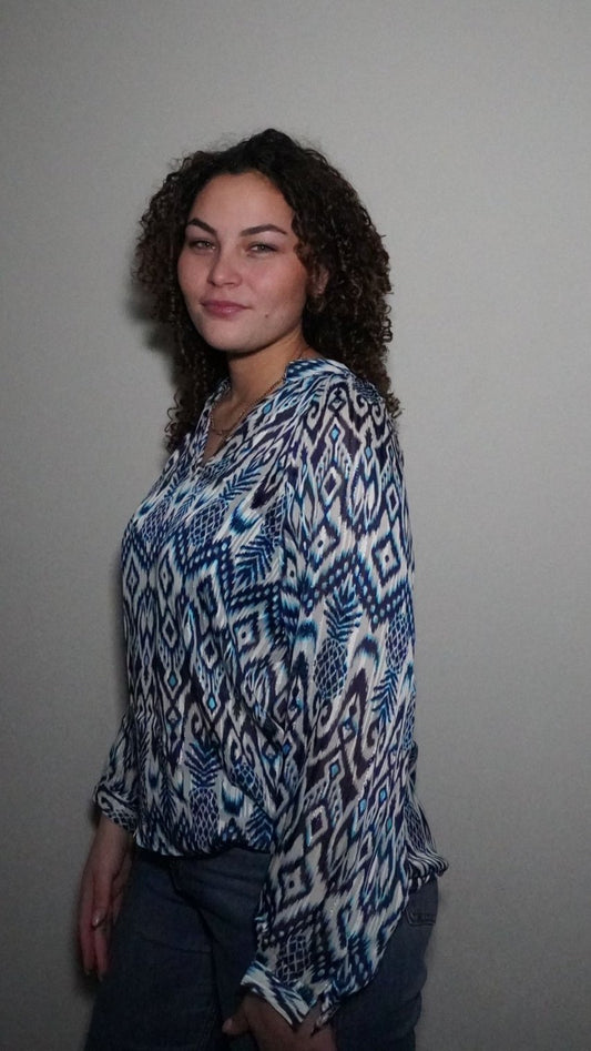 Blue light glitter blouse