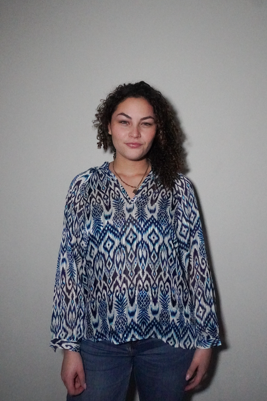 Blue light glitter blouse